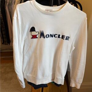 Moncler White Crewneck with Branded Hologram Tag